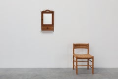 French Art Deco Shaving Cabinet in carved wood with Beveled Mirror