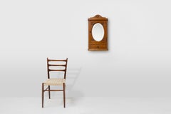 Cabina da barba francese Art Déco in quercia con specchio, 1940 ca.
