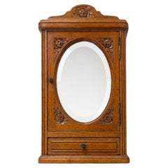 French Art Deco shaving cabinet in oak with mirror, ca. 1940