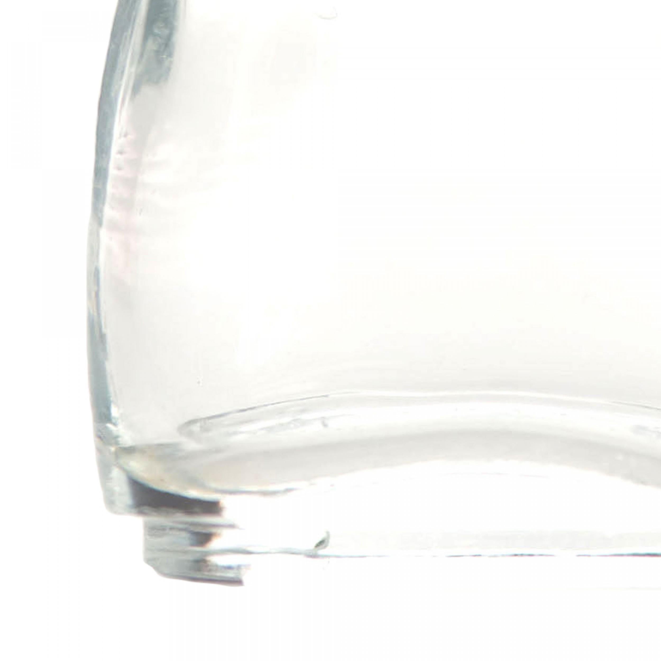 Bottiglia di profumo in vetro trasparente francese Art Deco rettangolare (Whiting di Schiaparelli) a forma di busto femminile di manichino da sarta, con fiori di plastica bianchi e rosa avvolti intorno al collo e un tappo di vetro dorato a forma di