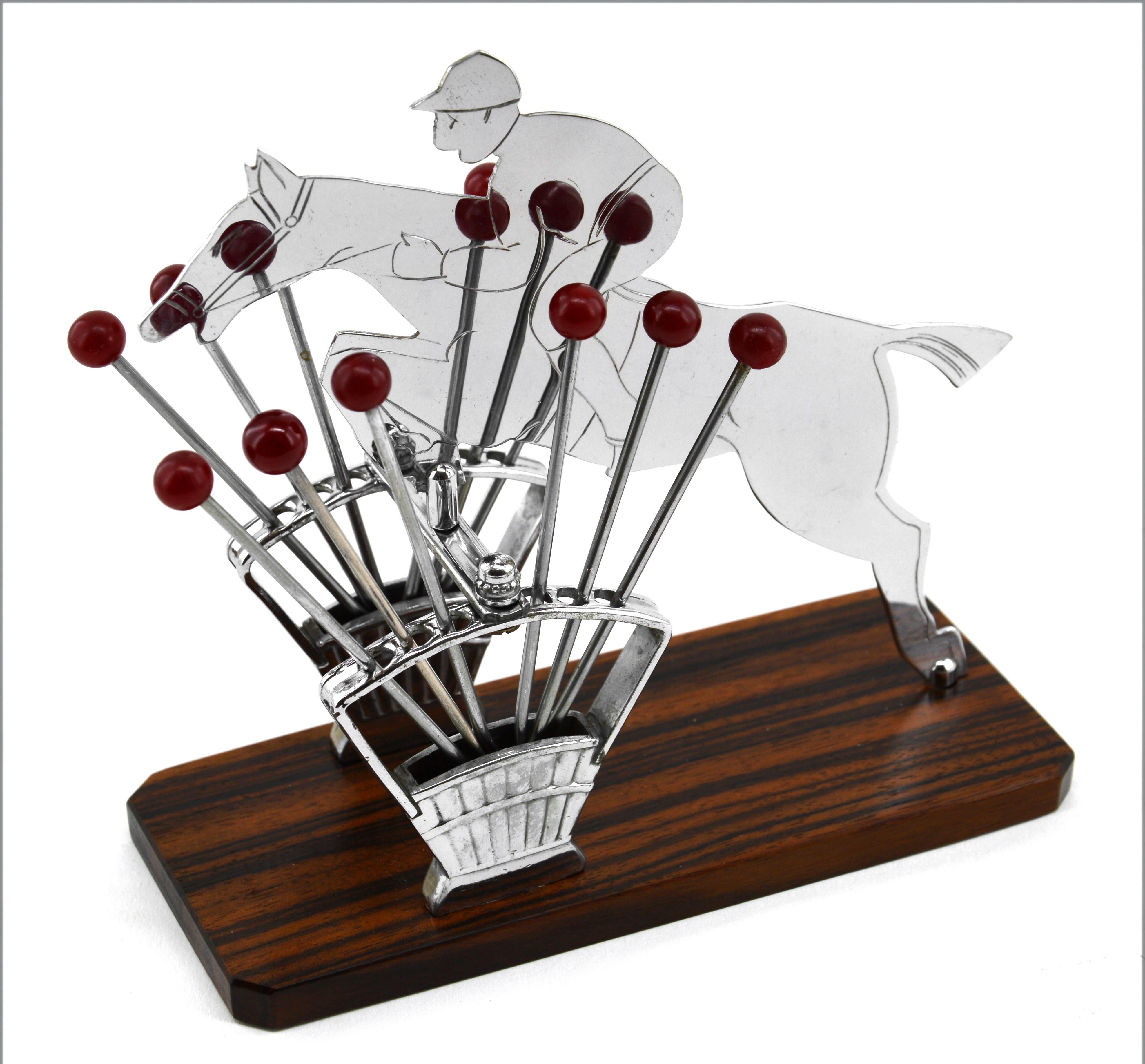 Mid-20th Century French Art Deco Show Jumping Cocktail Picks, 1930s For Sale