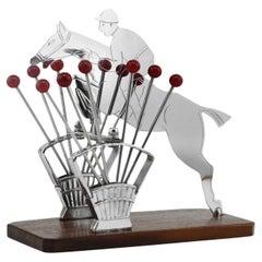 French Art Deco Show Jumping Cocktail Picks, 1930s