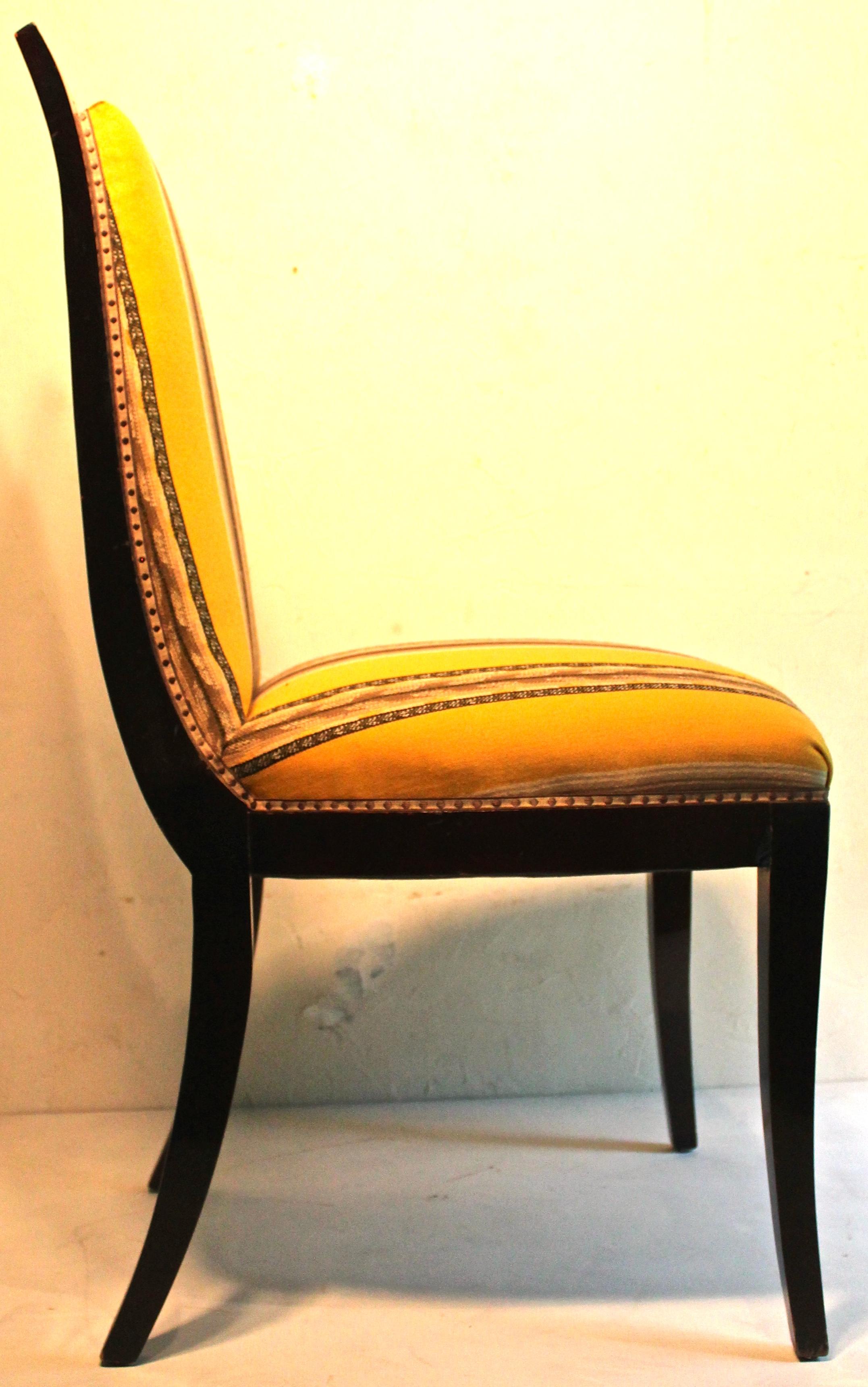 Lacquered French Art Deco Side Chair Manner of Émile-Jaques Ruhlmann For Sale