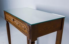 French Art Deco Side Table Beech and Mirror Top, circa 1930
