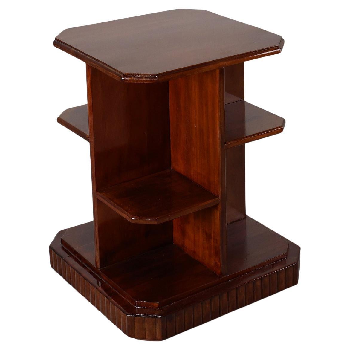 French Art Deco Side Table in Wood, circa 1920