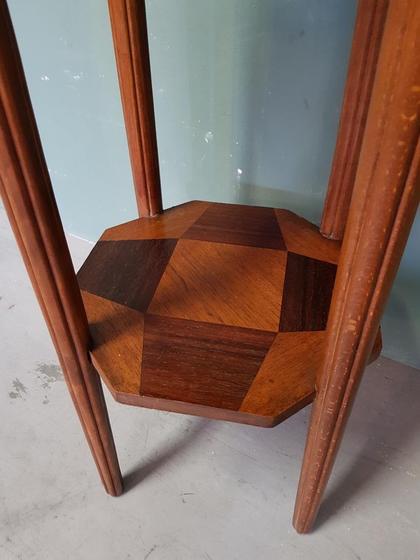 20th Century French Art Deco Side Table Inlaid with Various Woods, from the 1930s