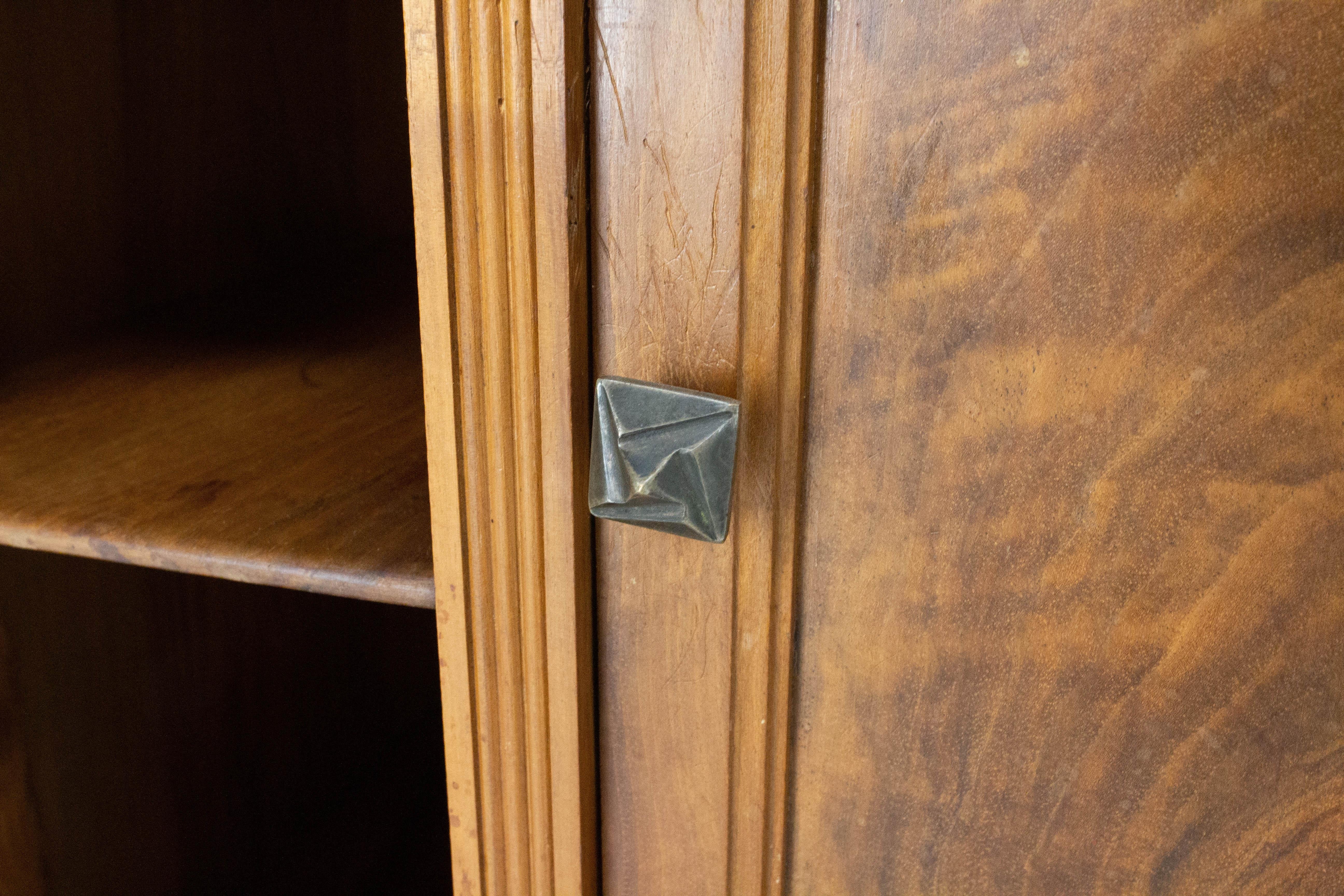 French Art Deco Side Table or Nightstand Table Walnut and Top Marble, circa 1930 7