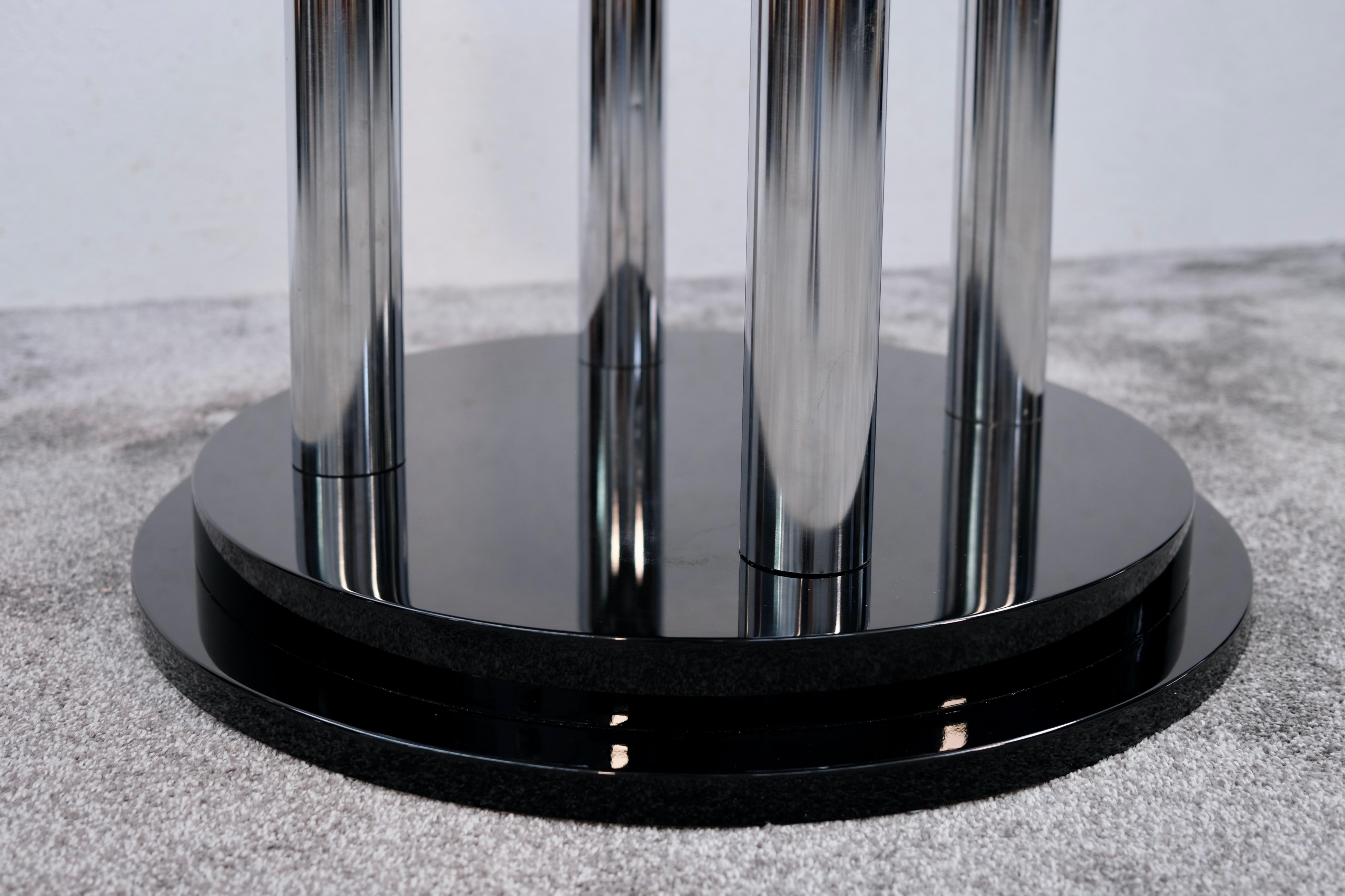 Chrome Table d'appoint Art déco française avec 8 tiroirs pivotants en laque noire, vers 1930 en vente