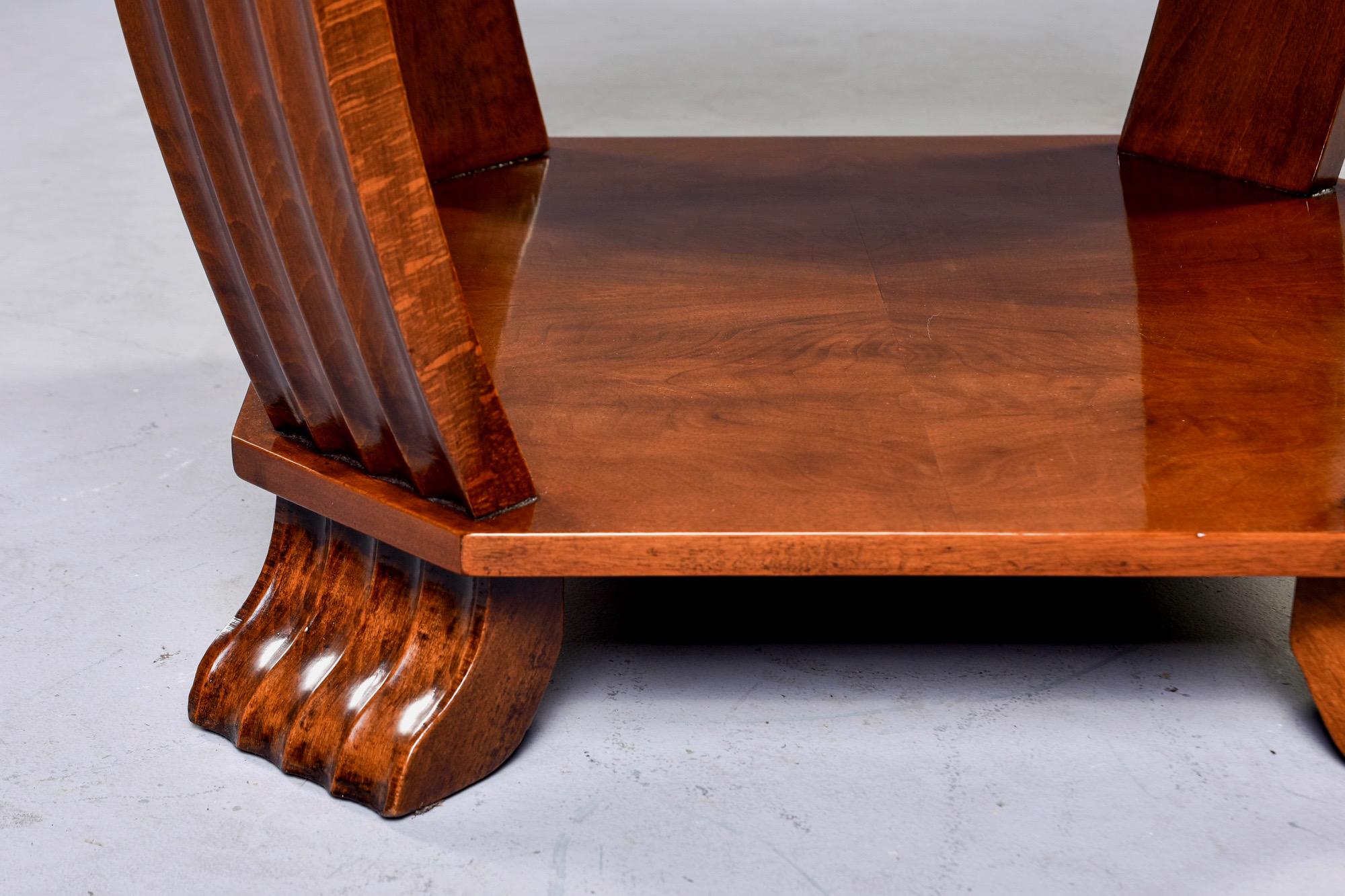 French Art Deco Side Table with Black Leather Top In Good Condition In Troy, MI