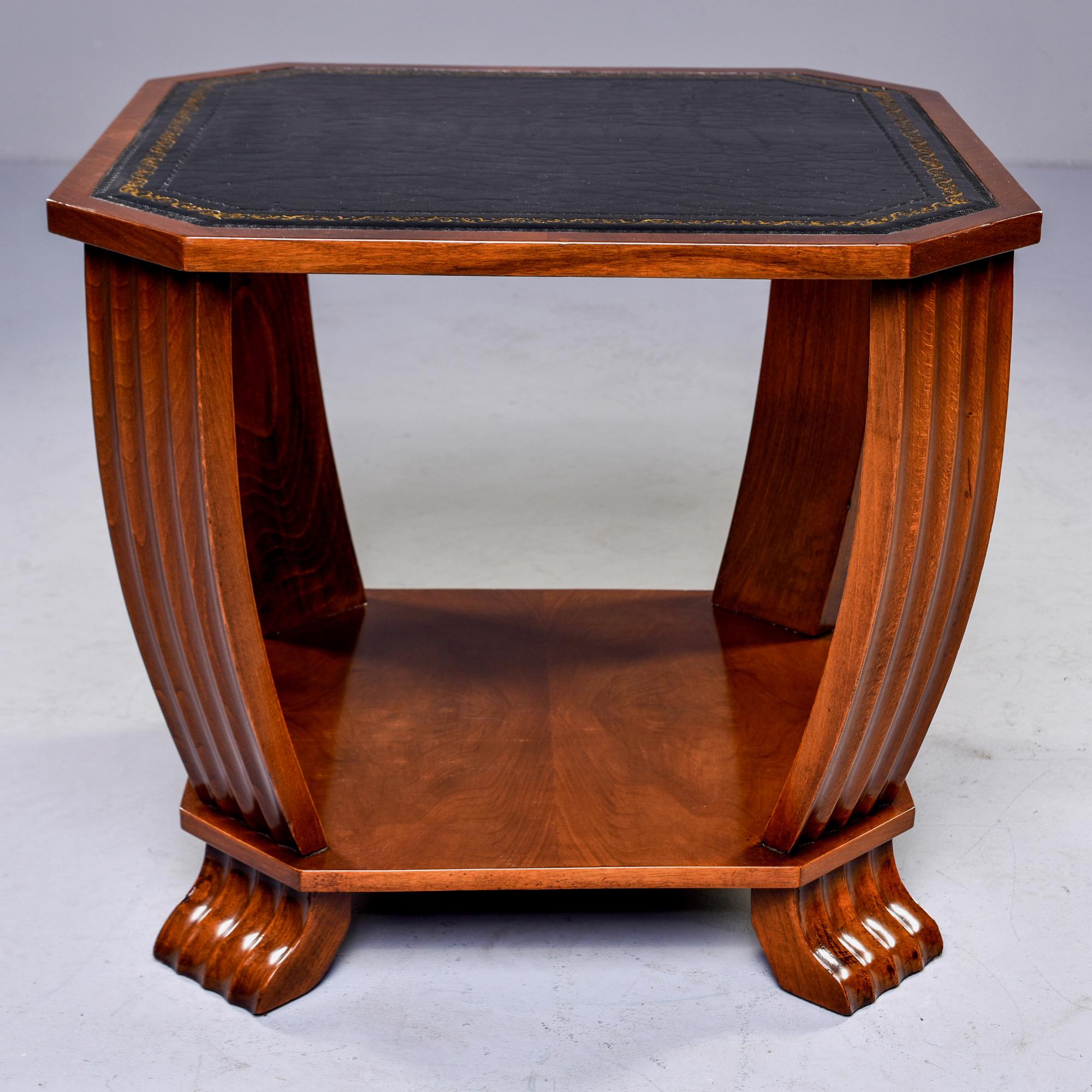 20th Century French Art Deco Side Table with Black Leather Top For Sale