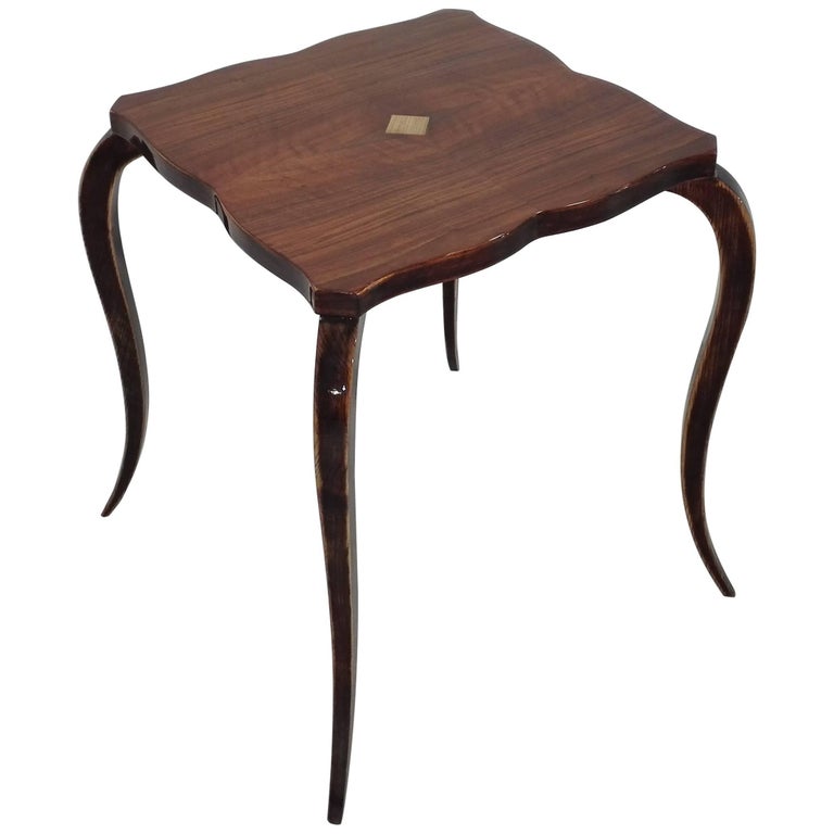 French Art Deco Side Table with Curved Legs For Sale at 1stdibs