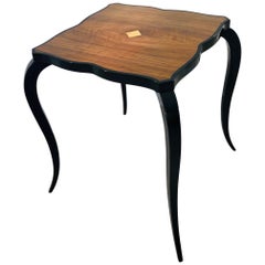 French Art Deco Side Table with Curved Legs