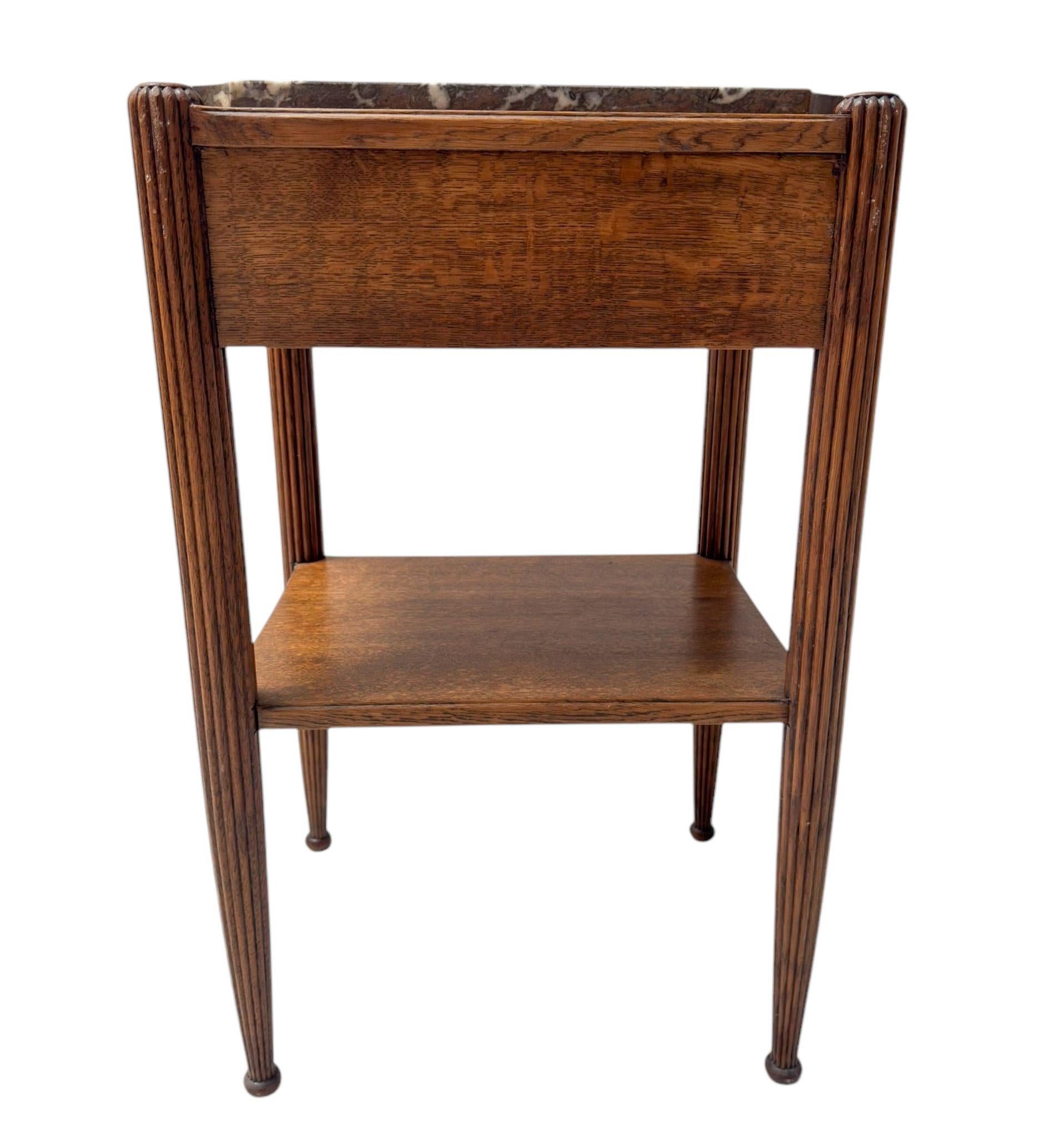 French Art Deco Side Table with Marble Top, 1930s For Sale 5