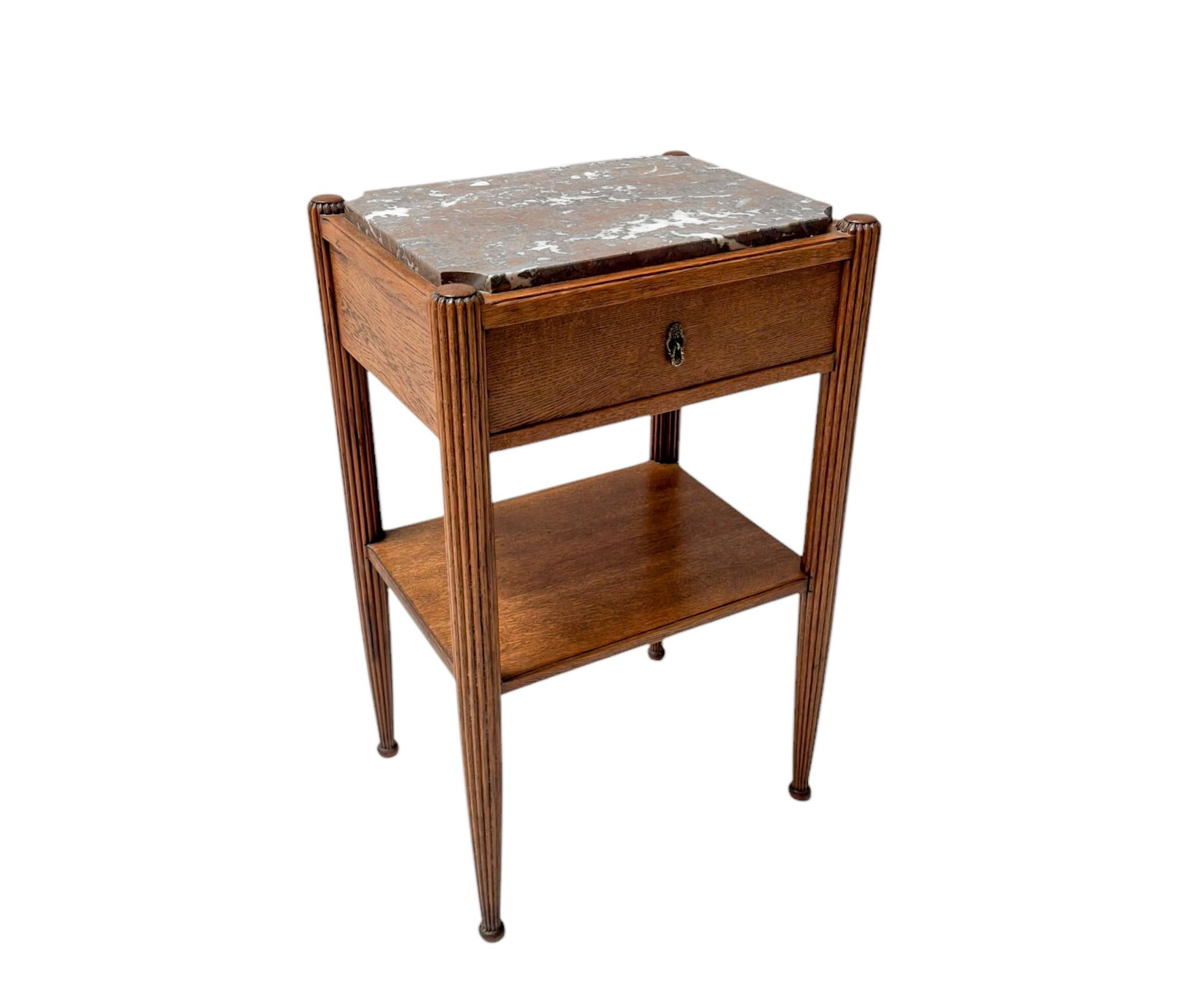 French Art Deco Side Table with Marble Top, 1930s For Sale 1
