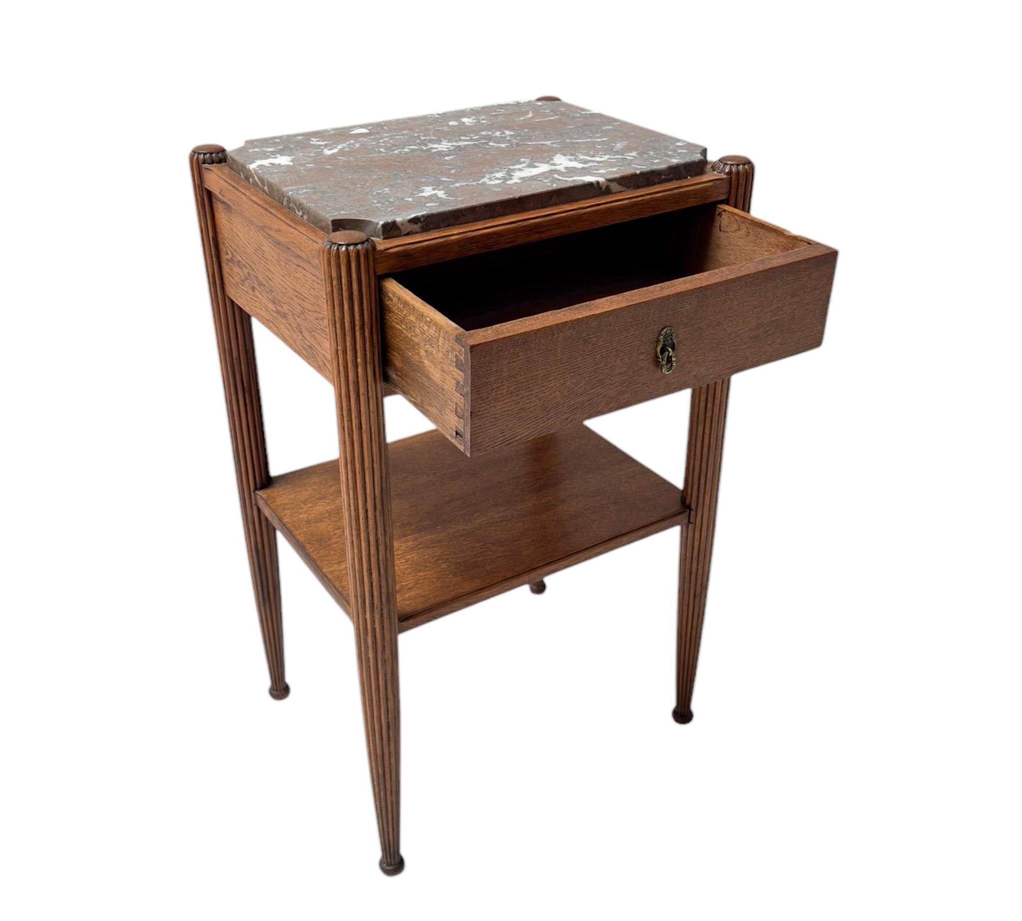 French Art Deco Side Table with Marble Top, 1930s For Sale 2