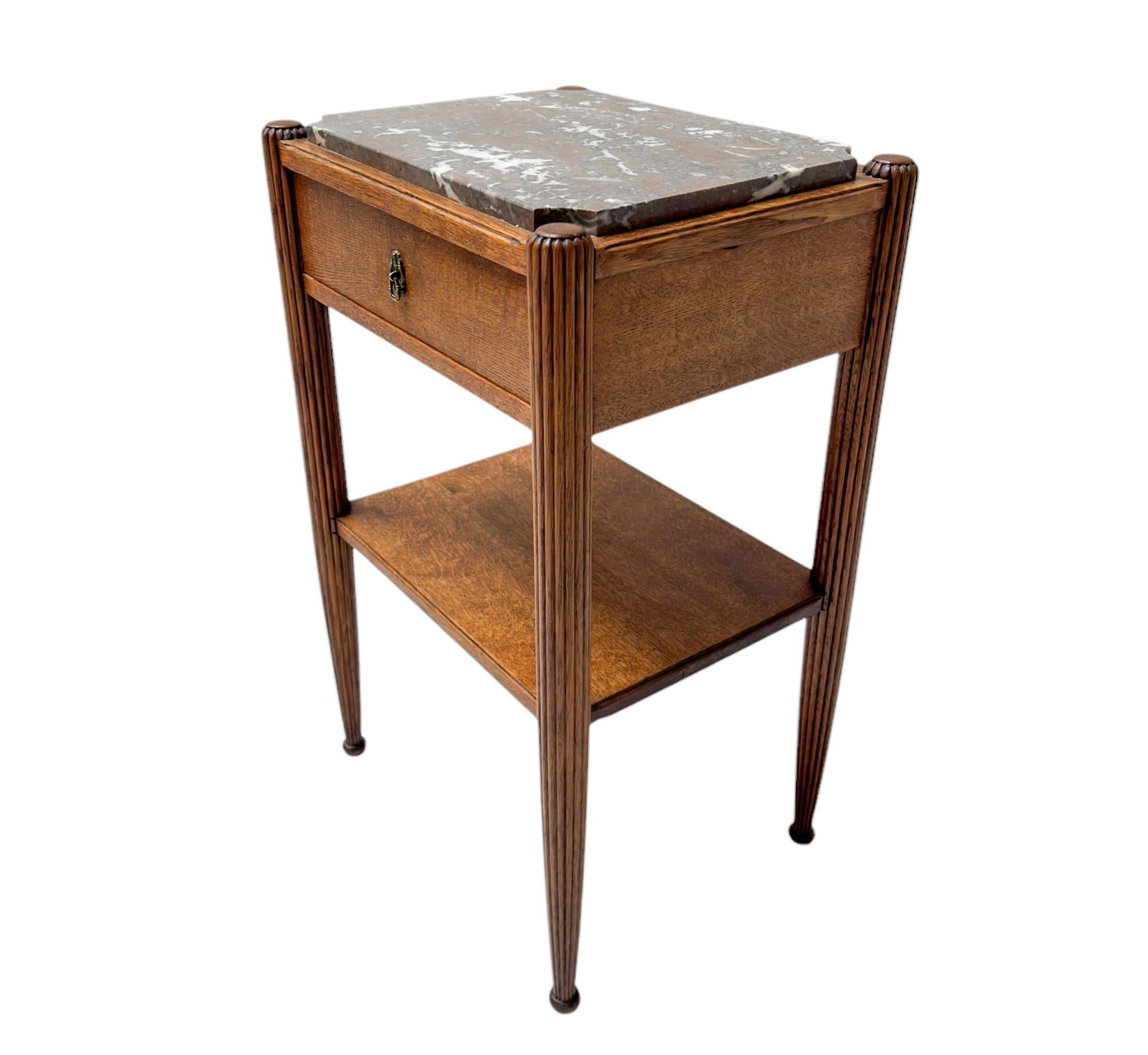 French Art Deco Side Table with Marble Top, 1930s For Sale 3