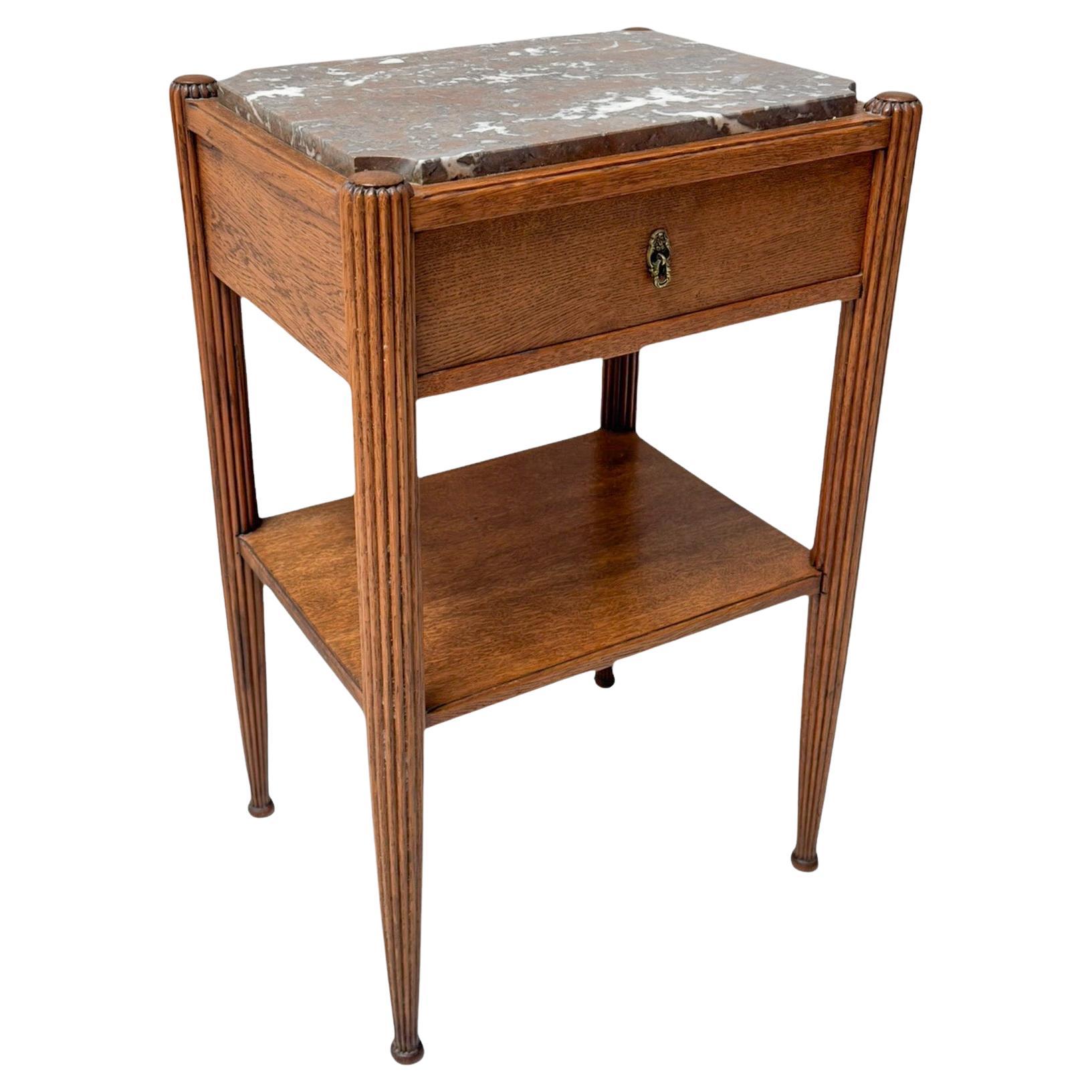 Französischer Art-Déco-Beistelltisch mit Marmorplatte, 1930er Jahre