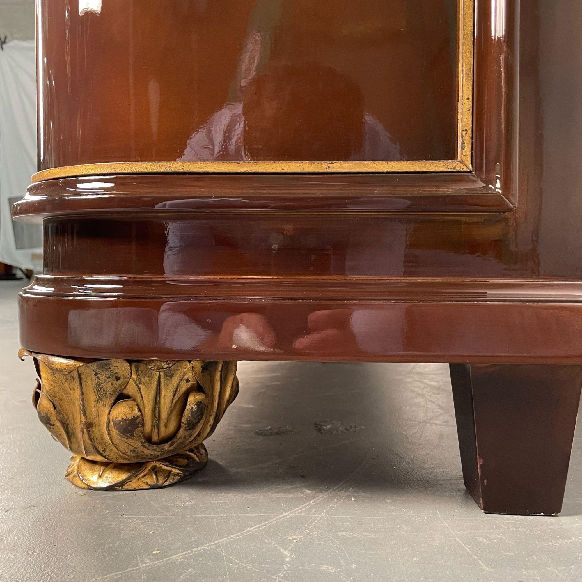 Rene Drouet, French Art Deco, Sideboard, Brown Lacquer, Gilt, France, 1940s For Sale 7