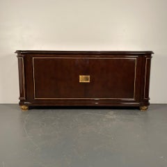 Rene Drouet, French Art Deco, Sideboard, Brown Lacquer, Gilt, France, 1940s