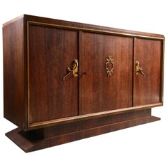 French Art Deco Sideboard Credenza Buffet Walnut Midcentury, 1950s