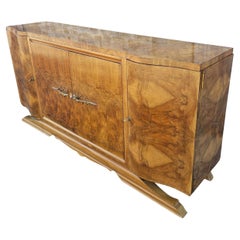 French ART DECO Sideboard- High Gloss Burl Elmwood Buffet-30s