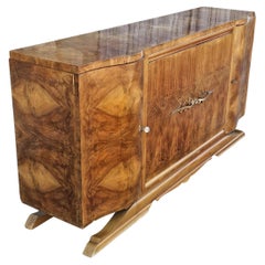 French ART DECO Sideboard- High Gloss Burl Elmwood Buffet-30s