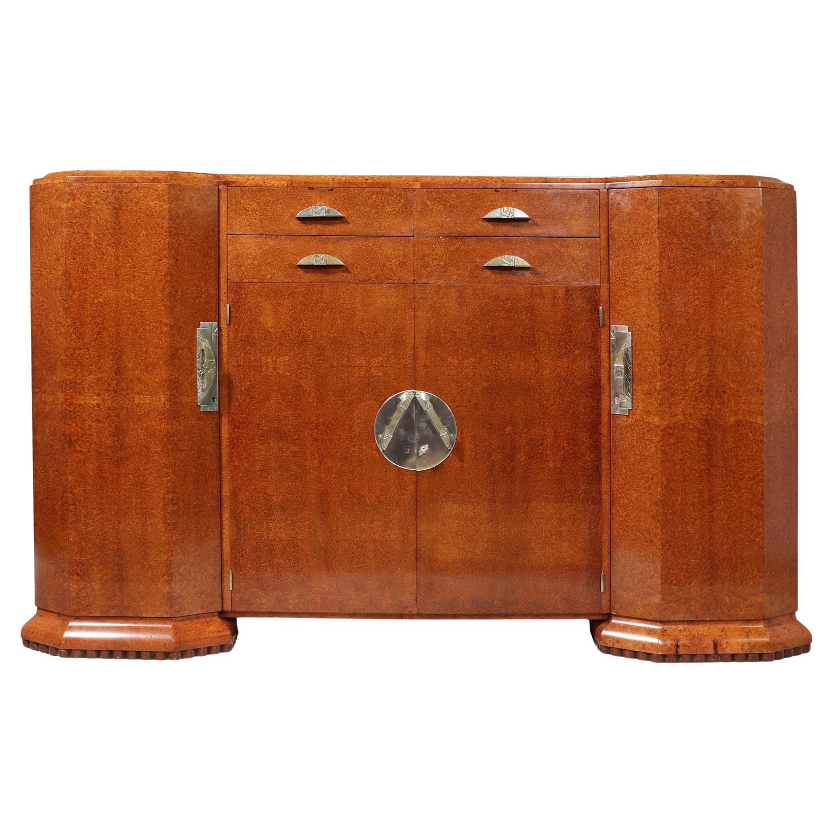 French Art Deco Sideboard in Amboyna For Sale