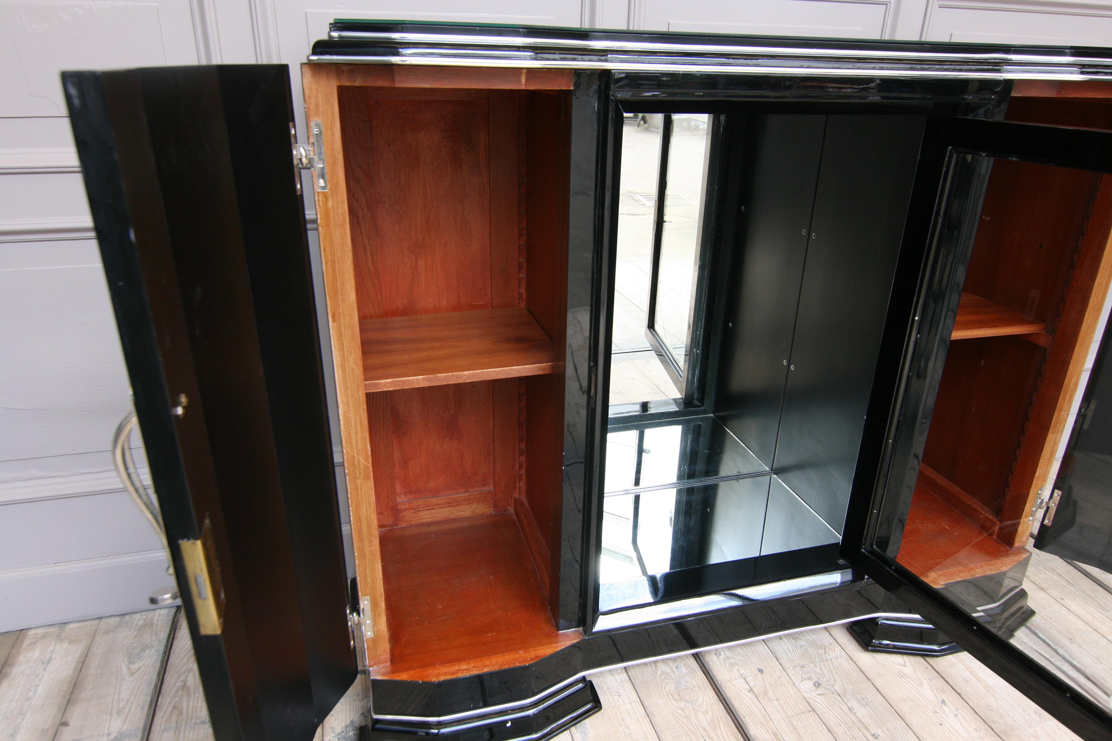 Wood French Art Deco Sideboard in Black, 1920s