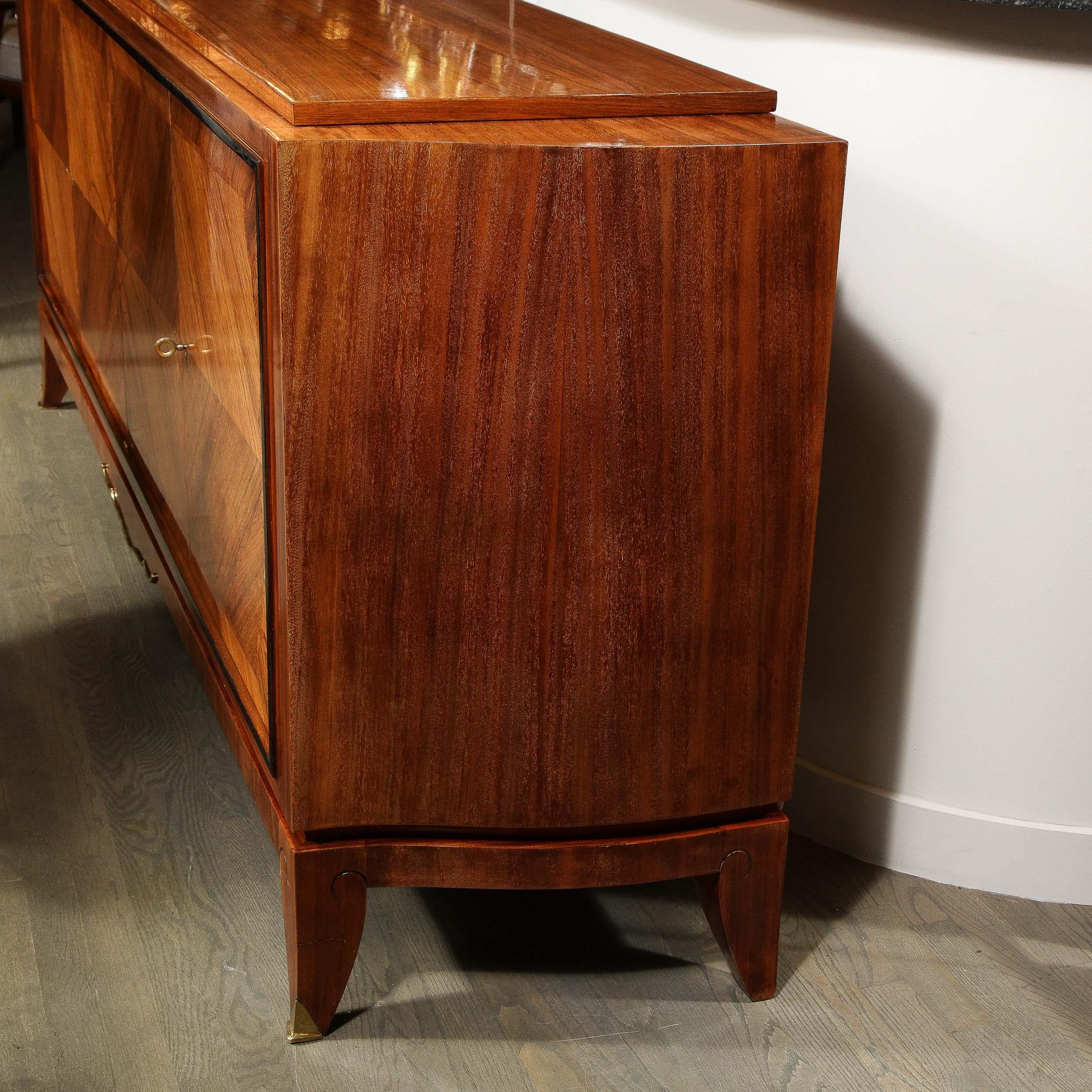 French Art Deco Sideboard in Bookmatched Walnut, Black Lacquer & Gilded Bronze 12