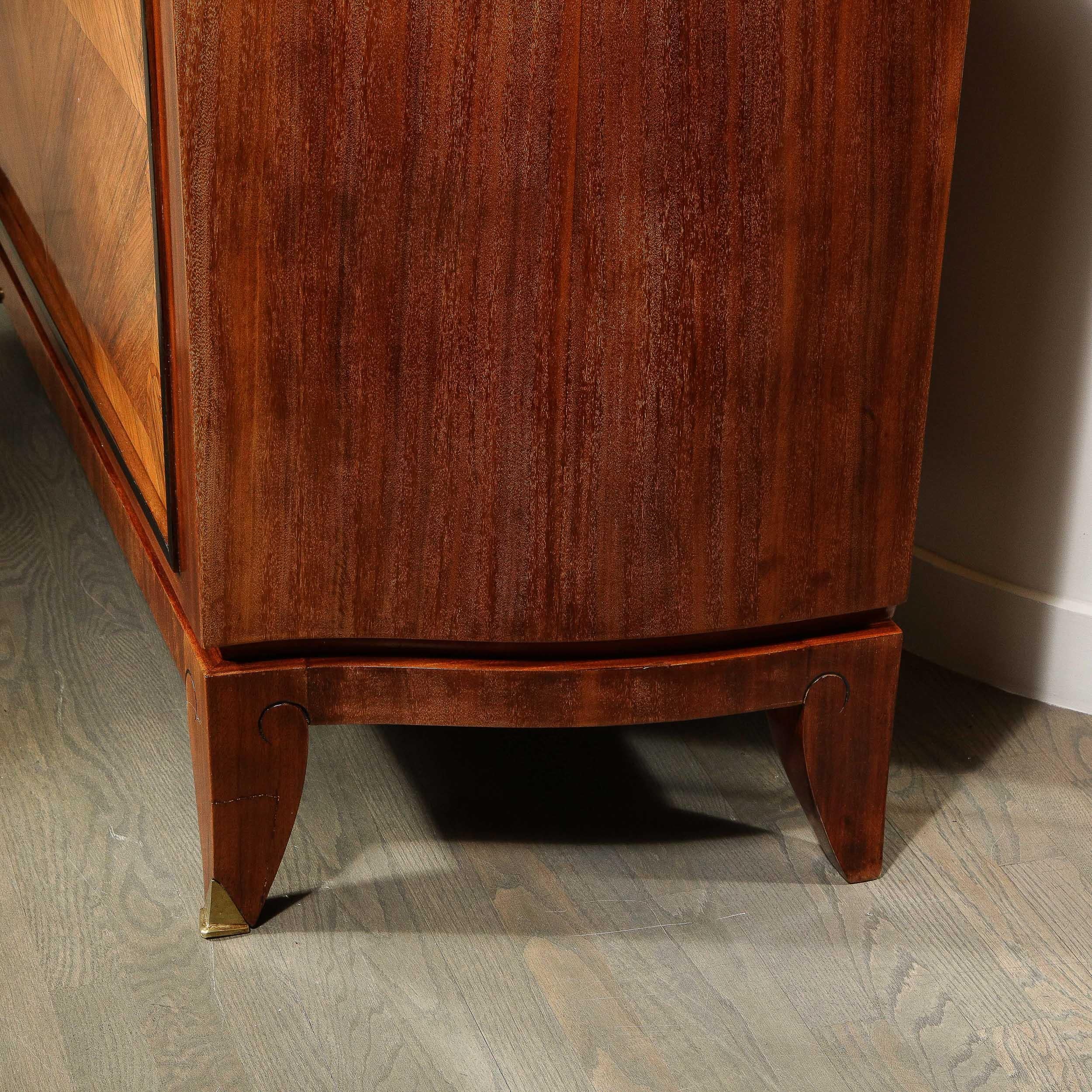 French Art Deco Sideboard in Bookmatched Walnut, Black Lacquer & Gilded Bronze 13