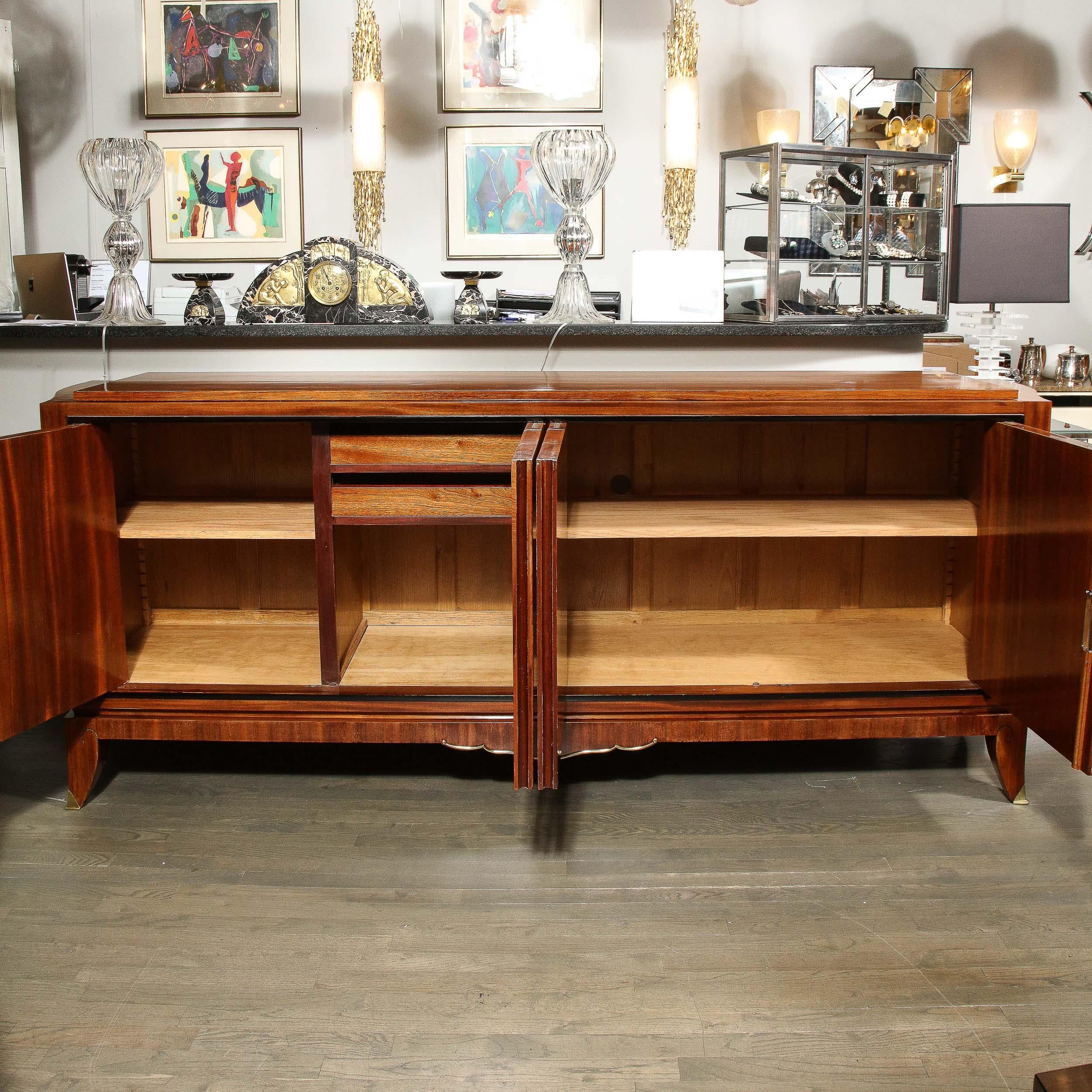 French Art Deco Sideboard in Bookmatched Walnut, Black Lacquer & Gilded Bronze 3