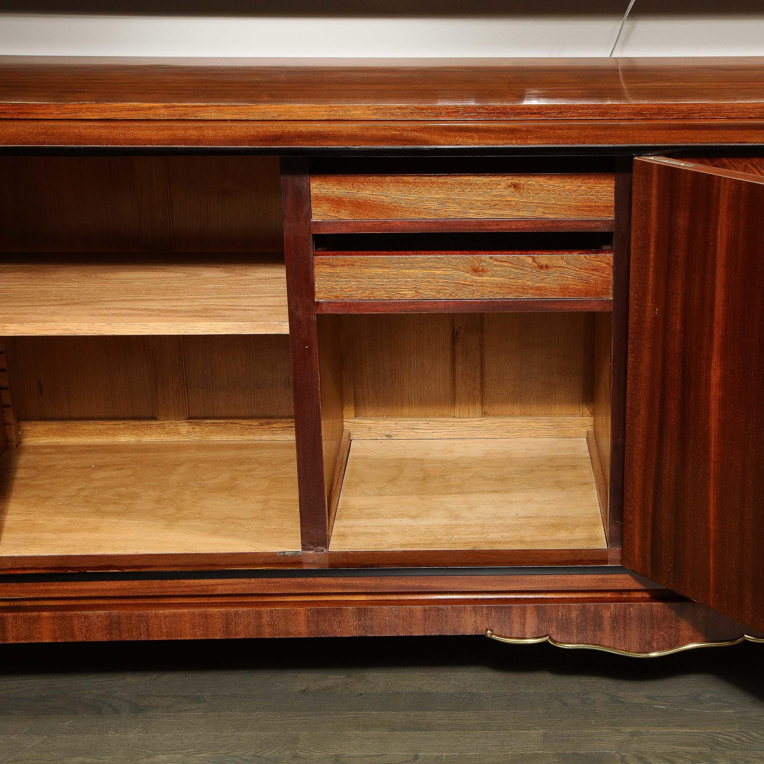 French Art Deco Sideboard in Bookmatched Walnut, Black Lacquer & Gilded Bronze 2