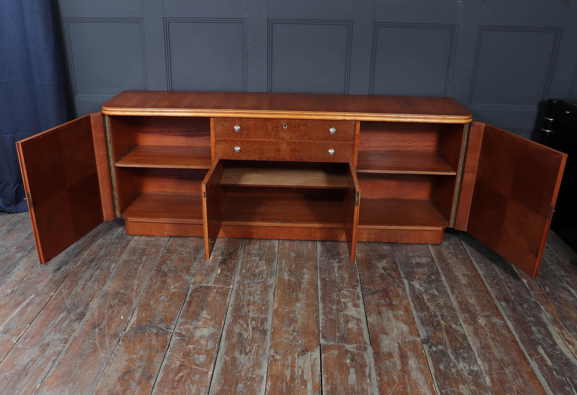 French Art Deco Sideboard in Burr Maple and Cherry, 1930s For Sale 6