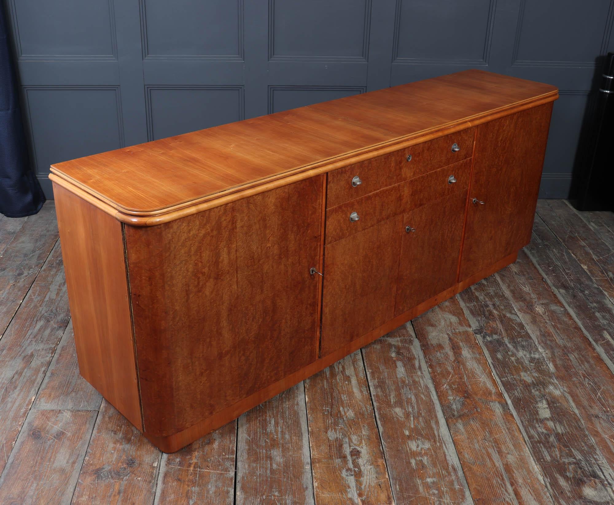 French Art Deco Sideboard in Burr Maple and Cherry, 1930s For Sale 7