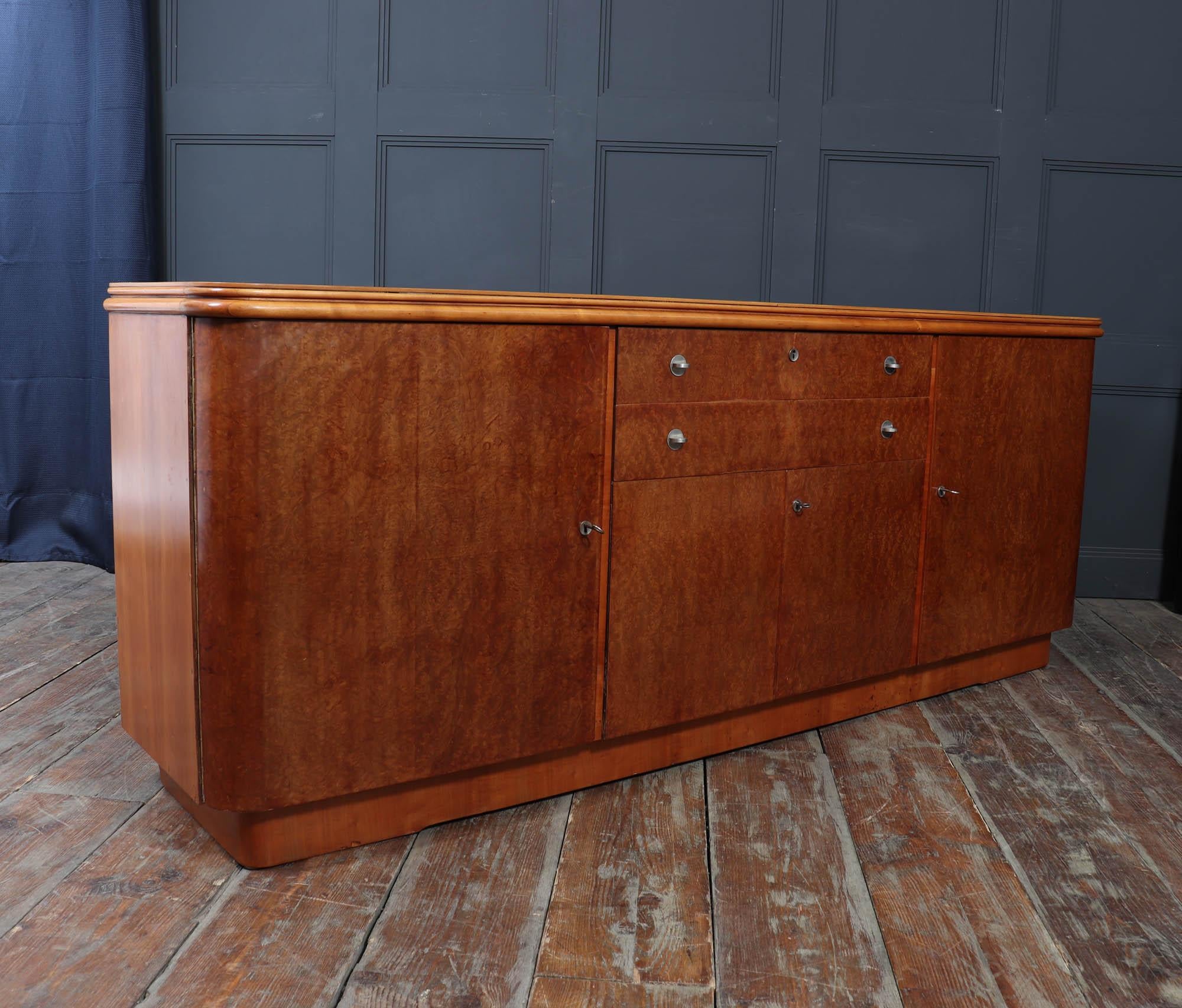 French Art Deco Sideboard in Burr Maple and Cherry, 1930s For Sale 8