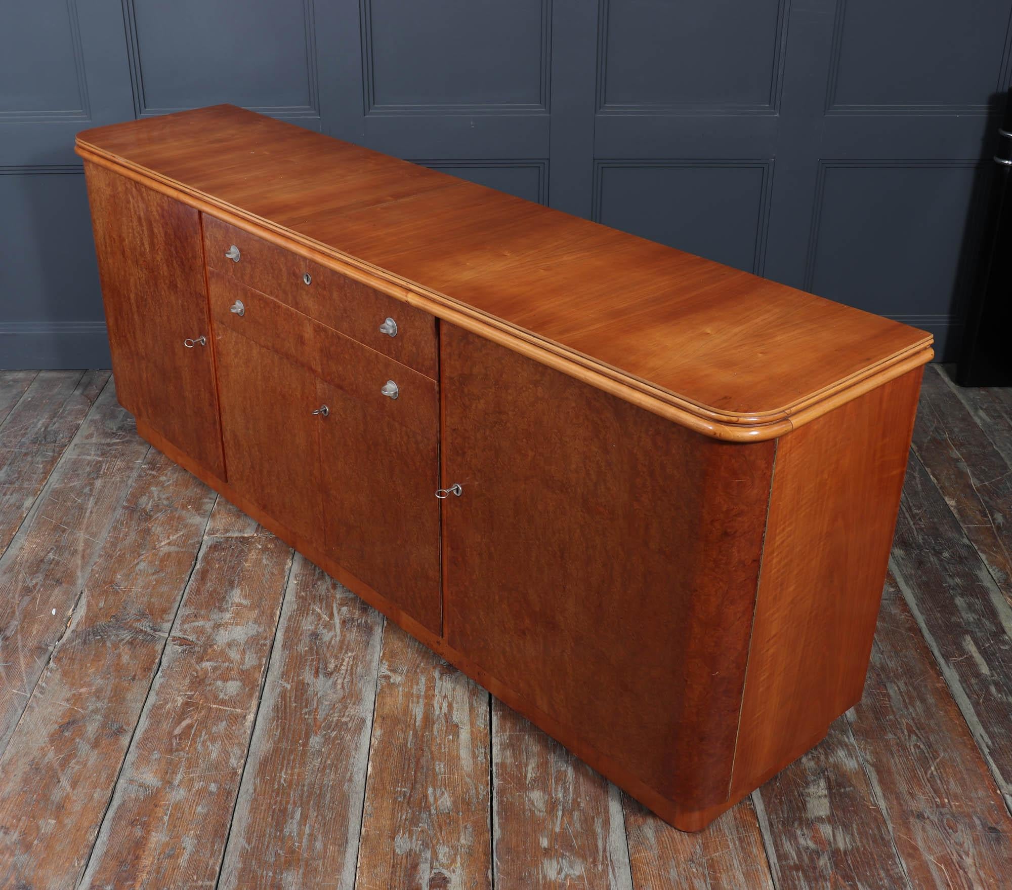 French Art Deco Sideboard in Burr Maple and Cherry, 1930s For Sale 9