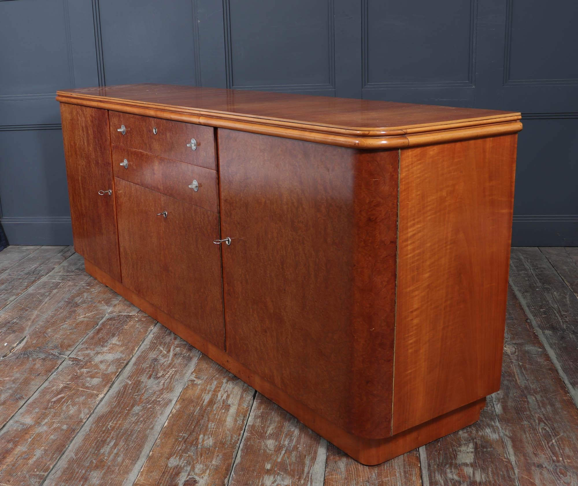 French Art Deco Sideboard in Burr Maple and Cherry, 1930s For Sale 10