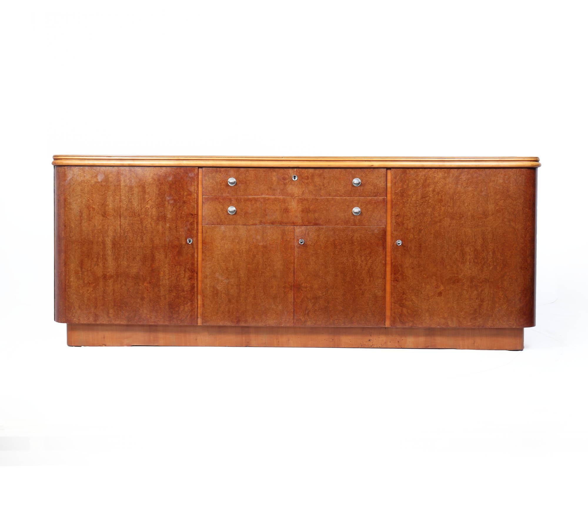 French Art Deco Sideboard in Burr Maple and Cherry, 1930s In Good Condition For Sale In Paddock Wood Tonbridge, GB