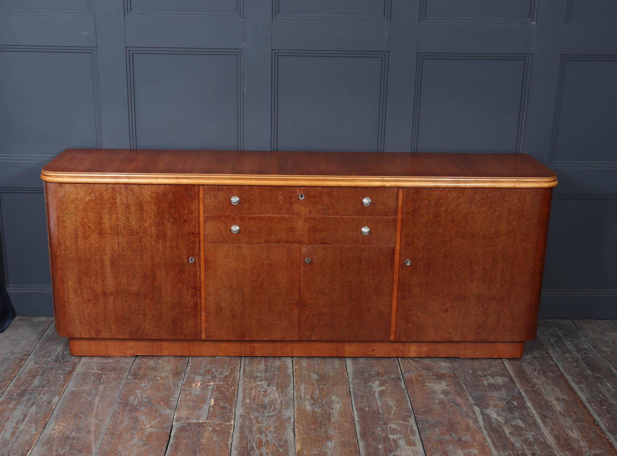 French Art Deco Sideboard in Burr Maple and Cherry, 1930s For Sale 1