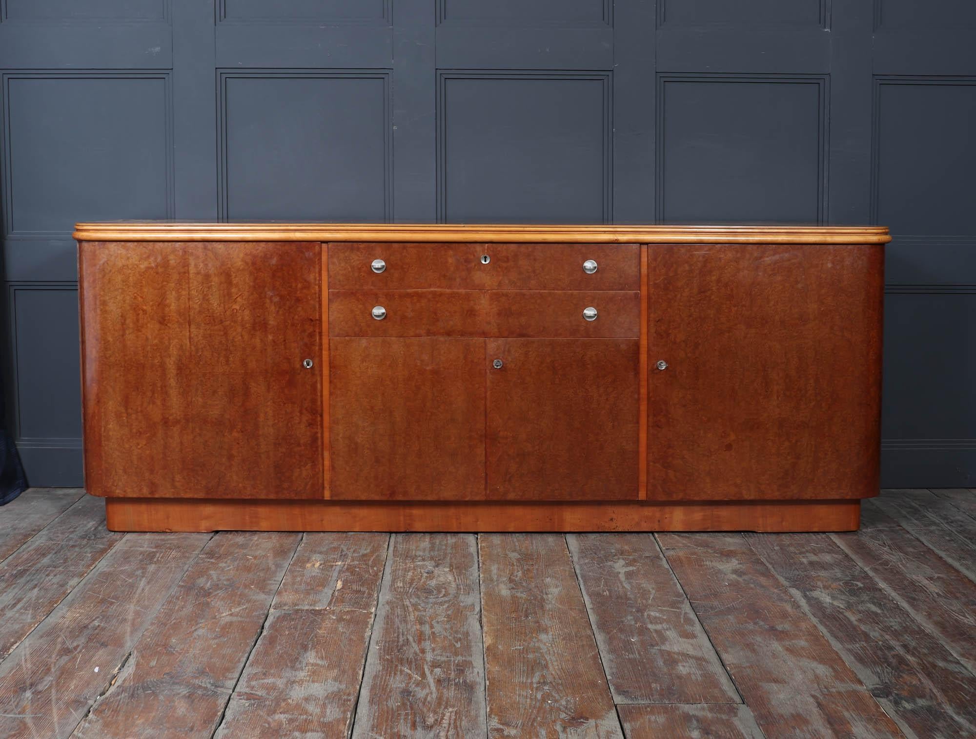 French Art Deco Sideboard in Burr Maple and Cherry, 1930s For Sale 2