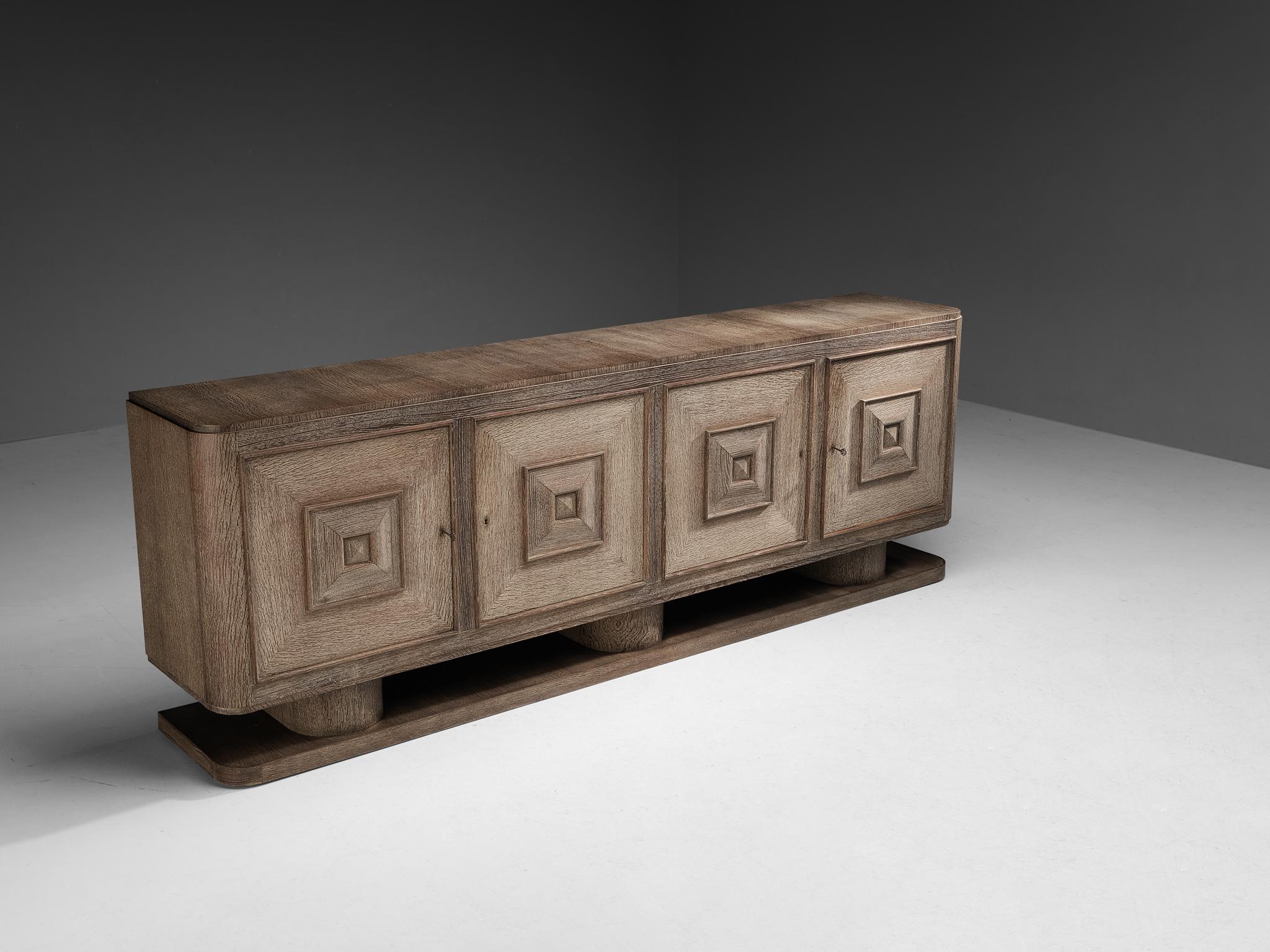 French Art Deco Sideboard in Cerused Oak 2