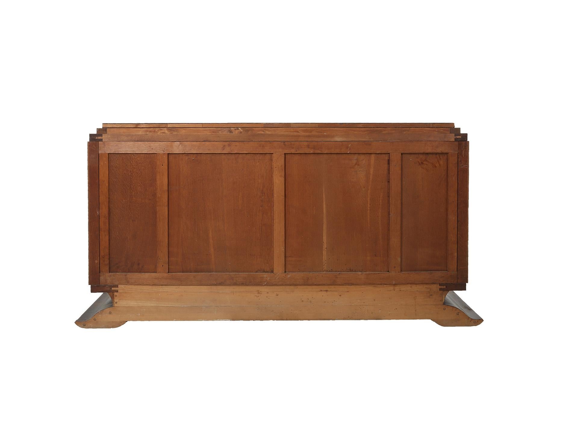 French Art Deco Sideboard in Macassar Wood and Chromed Aluminum, 1930s In Good Condition In Milano, IT