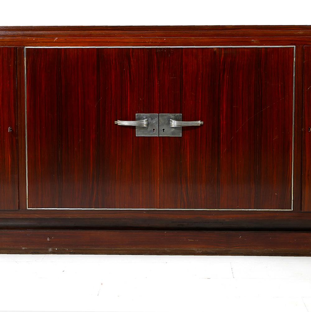 French Art Deco Sideboard in Macassar Wood and Chromed Aluminum, 1930s 1