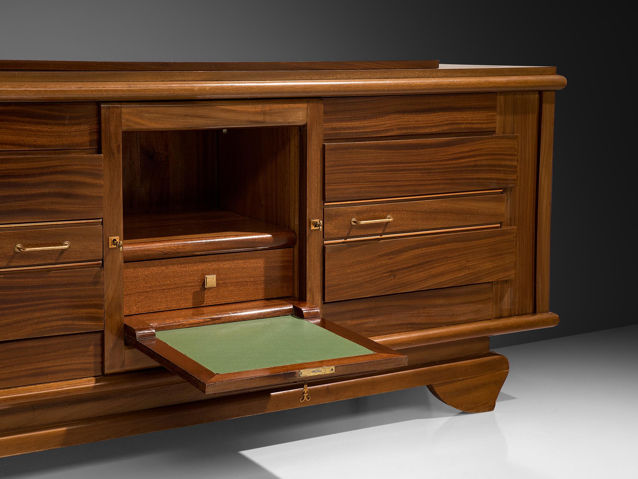 French Art Deco Sideboard in Mahogany and Brass For Sale 4