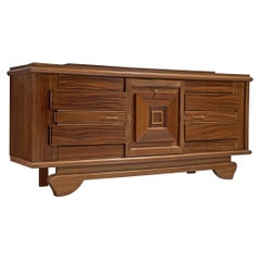 French Art Deco Sideboard in Mahogany and Brass