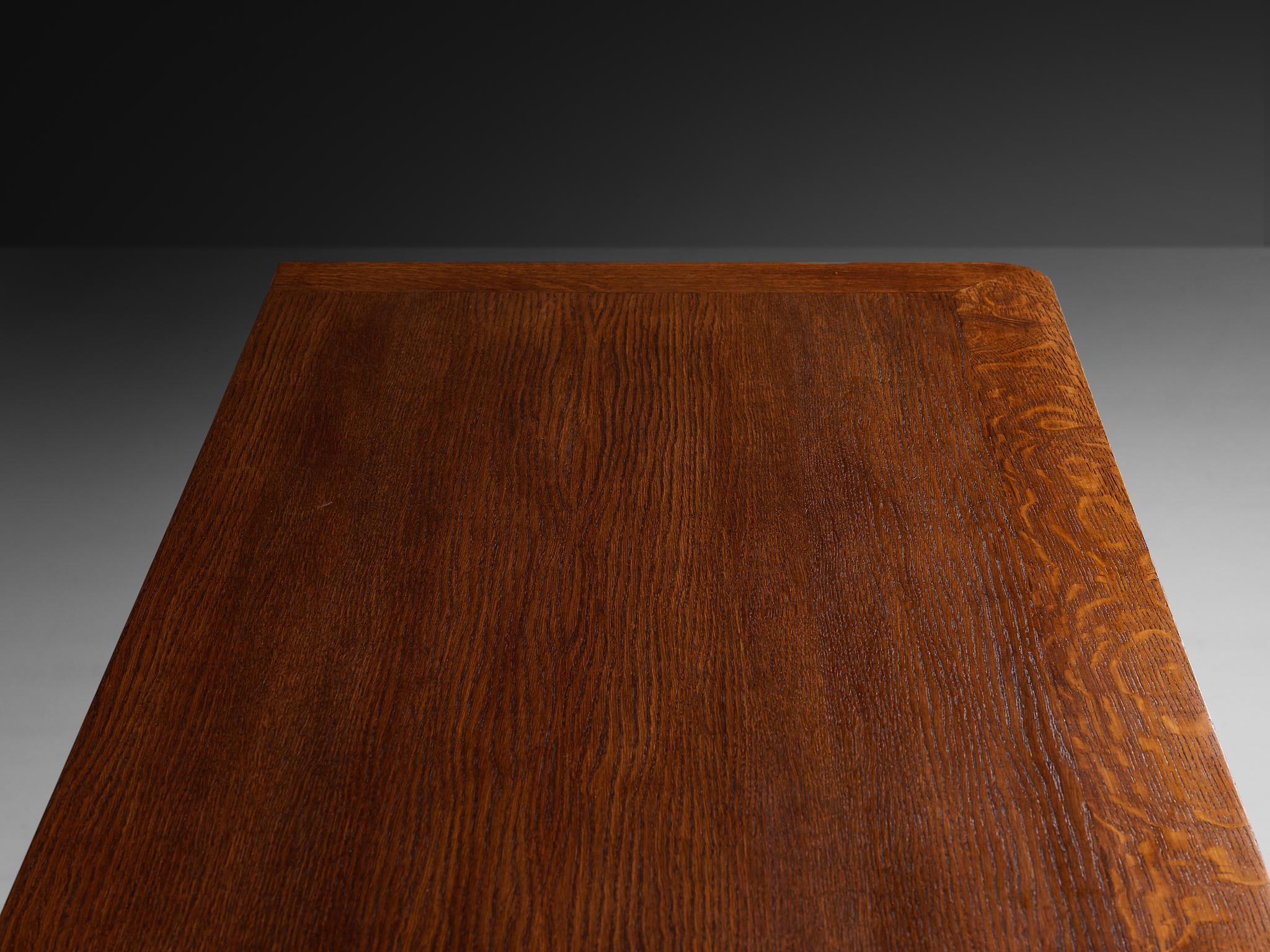 French Art Deco Sideboard in Oak and Brass Detailing en venta 3