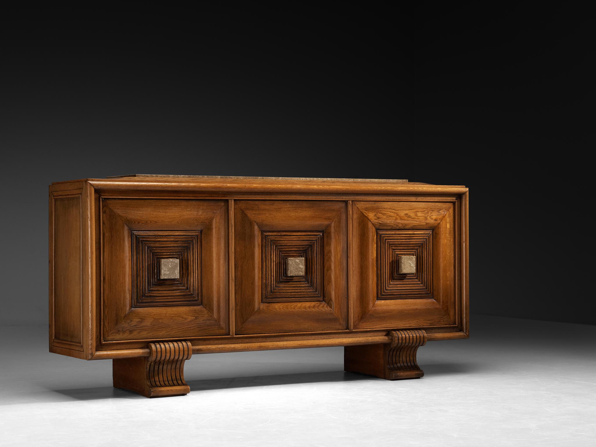 Französisches Sideboard aus Eiche und Stone im Art déco-Stil im Angebot 3