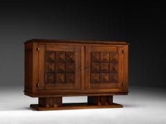 French Art Deco Sideboard in Oak with Geometric Front