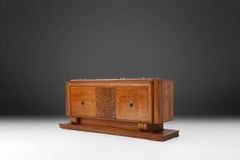French Art Deco Sideboard in Oak with Grey Marble Top