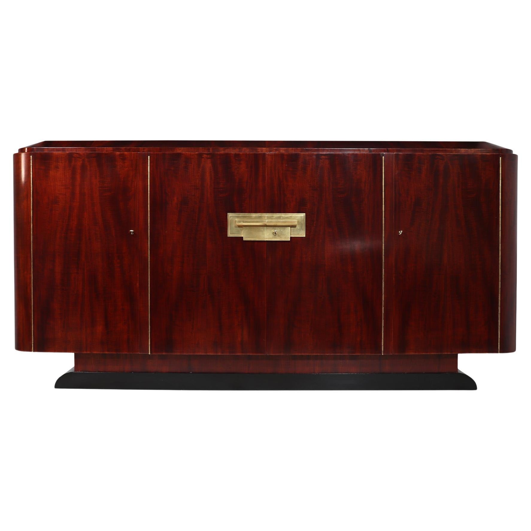 French Art Deco Sideboard in Red figured Sycamore 